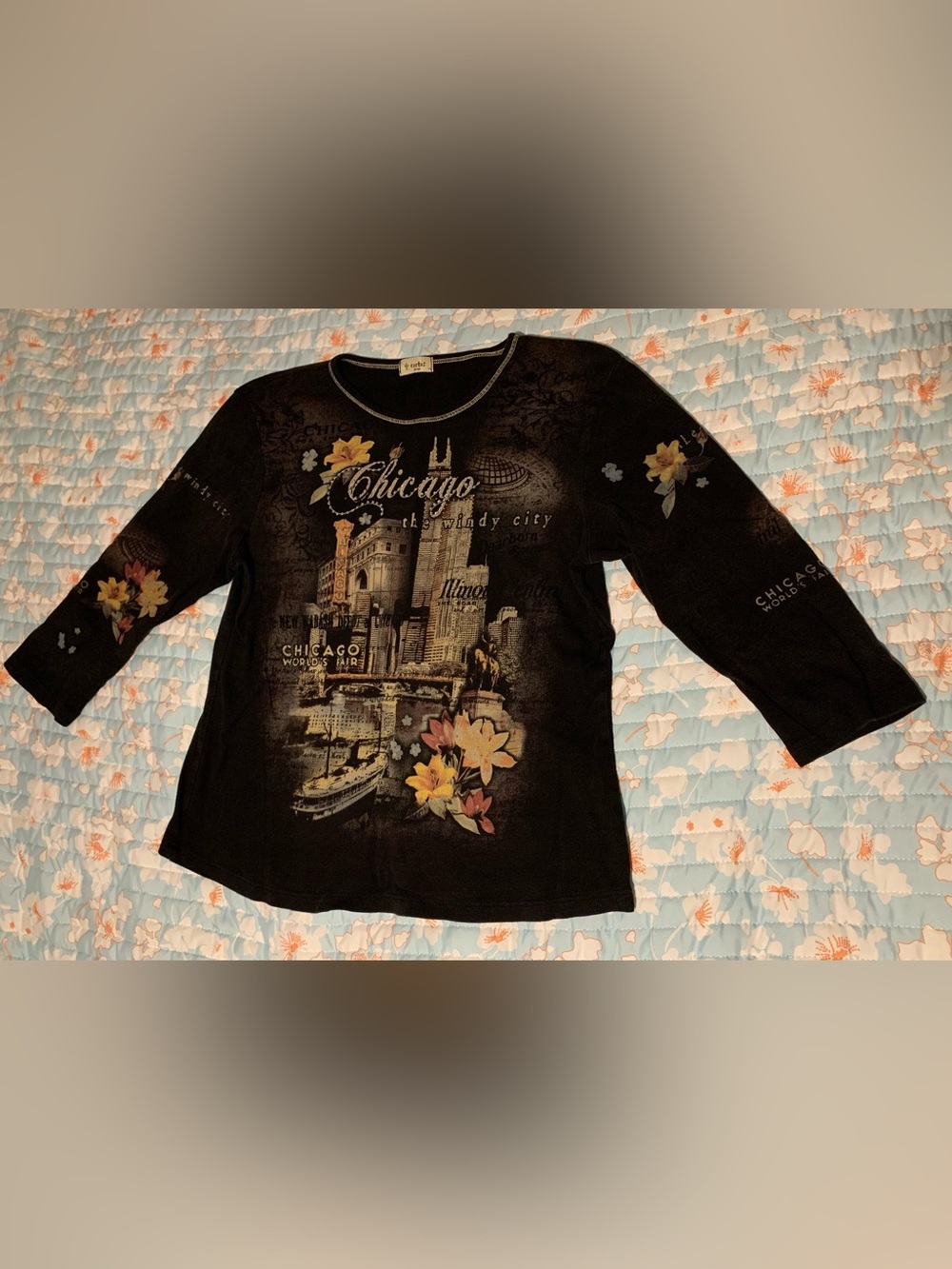 Cactus Black Floral Chicago Graphic Top